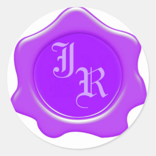 Monogram Lila Wax Siegel Wedding Stickers