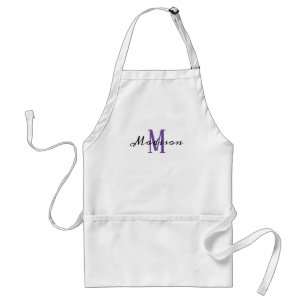 Monogram Lila White Modern Script Name Womens Schürze