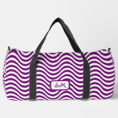 Monogram Lila White Wavy Stripes Psychedelic Duffle Bag (Vorderseite)