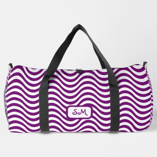 Monogram Lila White Wavy Stripes Psychedelic Duffle Bag (Rückseite)