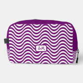 Monogram Lila White Wavy Stripes Psychedelic Waschbeutel (Vorderseite)