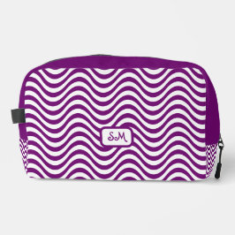Monogram Lila White Wavy Stripes Psychedelic Waschbeutel