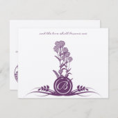 Monogram Lila Wild Blume Wedding RSVP (Vorne/Hinten)