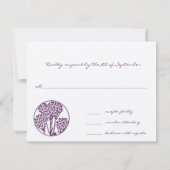 Monogram Lila Wild Blume Wedding RSVP (Rückseite)