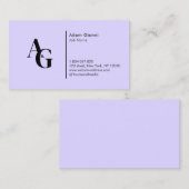 Monogram Lilac Lila Business Card Visitenkarte (Vorne/Hinten)