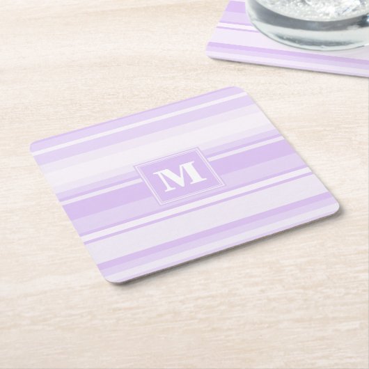 Monogram-Lilastreifen Rechteckiger Pappuntersetzer (angewinkelt)