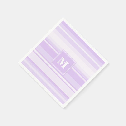Monogram-Lilastreifen Serviette (Ecke)
