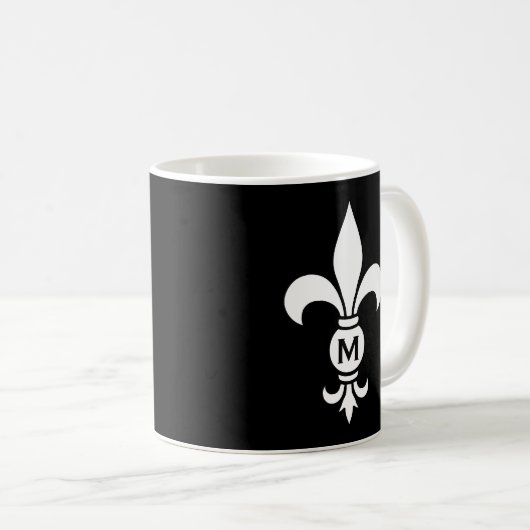 Monogram-Lilie Modernes Einfaches Schwarzweiß Kaffeetasse (VorderseiteRechts)