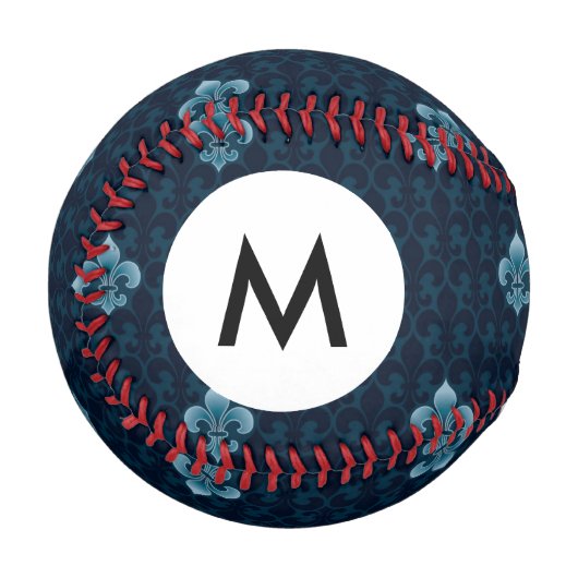 Monogram Lilie Muster Baseball (Vorderseite Links)