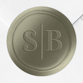 Monogram Lily Green Wax Siegel Wedding Stickers