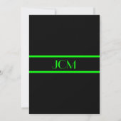 Monogram Lime Green Black Bar Mitzvah Einladung (Rückseite)
