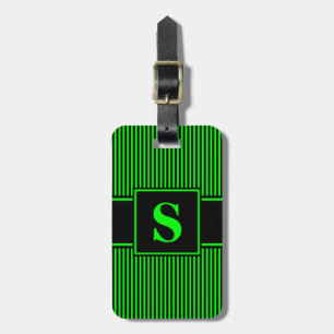 Monogram Lime Green Black Pinstrick Gepäckanhänger