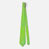 Monogram Lime Green Marble Art Krawatte (Vorderseite)