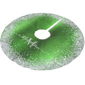 Monogram Lime Green Silver Glitzer Girly Glam Polyester Weihnachtsbaumdecke (Schrägansicht)