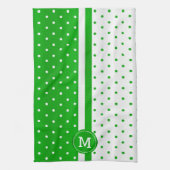 Monogram Lime Green und White Polka Dot Geschirrtuch (Vertikal)