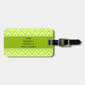 Monogram Lime Green und White Zigzag Muster Gepäckanhänger (Vorderseite horizontal)