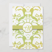 Monogram Limon Light Gold Damask Einladung (Rückseite)
