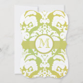 Monogram Limon Light Gold Damask Einladung (Rückseite)