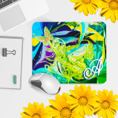 Monogram Liquid Wirbel Gold Butterfly Abstrakt Mousepad