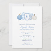 Monogram Little Pumpkin on Way Boy Baby Shower Einladung (Vorderseite)