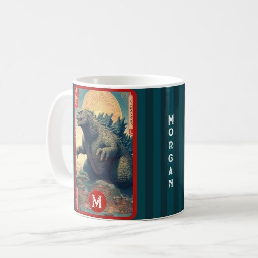Monogram Lizard Monster Retro Bold Cool Kaffeetasse (Vorderseite Links)