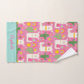 Monogram Llamas Rainbows Green Cactus Pink Girly Badhandtuch Set (Handtuch)