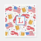 Monogram Lobster Beer Flag Star Paper Teller Serviette (Vorderseite)