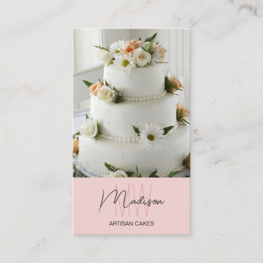 Monogram Logo Bakake Cake Pink Visitenkarte (Vorderseite)