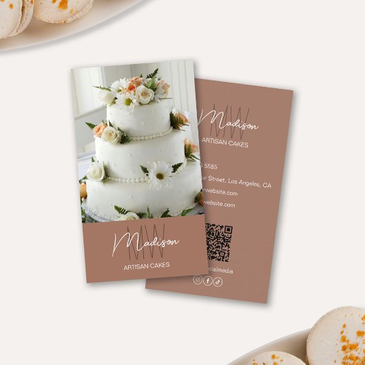 Monogram Logo Bakery Brown Visitenkarte