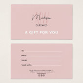 Monogram Logo Bakery Business Geschenkgutschein (Vorne & Hinten)