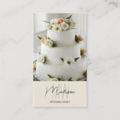 Monogram Logo Bakery Cake Beige Visitenkarte (Vorderseite)