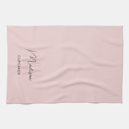 Monogram Logo Bakery Pink Geschirrtuch (Horizontal)