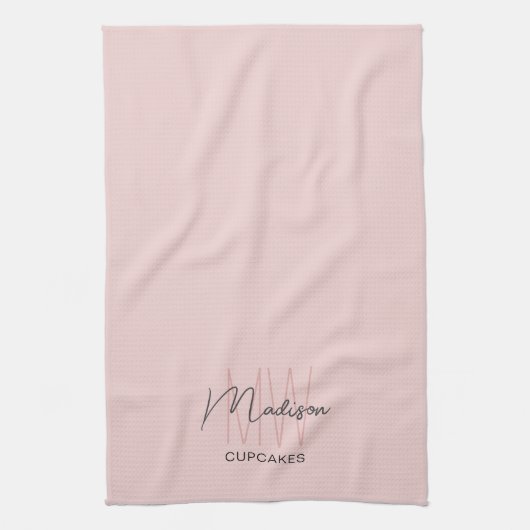 Monogram Logo Bakery Pink Geschirrtuch (Vertikal)