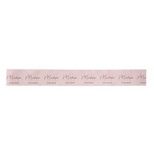 Monogram Logo Bakery Pink Satinband (Vorderseite)
