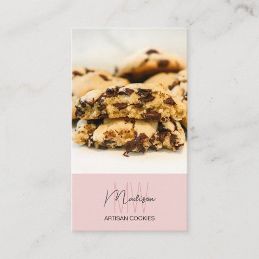 Monogram Logo Bakery QR Pink Visitenkarte (Vorderseite)