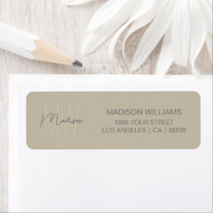Monogram Logo Beige Moderne Minimale Rücksendeadre