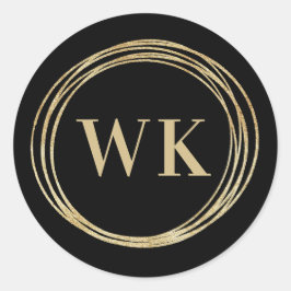 Monogram Logo Black Gold Business Runder Aufkleber
