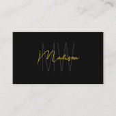 Monogram Logo Black Gold Modern Minimalistisch Visitenkarte (Vorderseite)