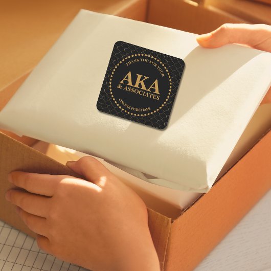 Monogram Logo Black Gold Trellis Vielen Dank für I Quadratischer Aufkleber