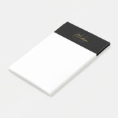 Monogram Logo Black und Gold Modern Minimalistisch Post-it Klebezettel (angewinkelt)