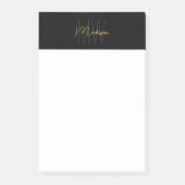 Monogram Logo Black und Gold Modern Minimalistisch Post-it Klebezettel (Vorderseite)