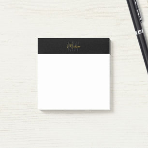 Monogram Logo Black und Gold Modern Minimalistisch Post-it Klebezettel