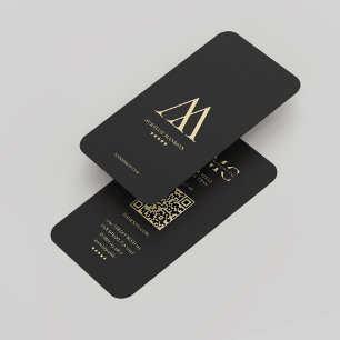 Monogram Logo Company A M Modern Black Gold Visitenkarte