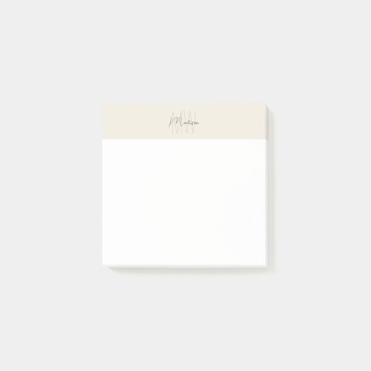 Monogram Logo Creme Moderne Minimalistische Post-it Klebezettel (Vorderseite)