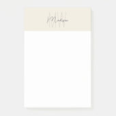 Monogram Logo Creme Moderne Minimalistische Post-it Klebezettel (Vorderseite)
