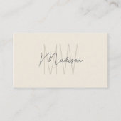 Monogram Logo Creme Moderne Minimalistische Visitenkarte (Vorderseite)