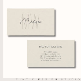 Monogram Logo Creme Moderne Minimalistische Visitenkarte