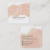 MONOGRAM LOGO Elegante Initialen Rosa Aquarell Quadratische Visitenkarte (Vorne/Hinten)