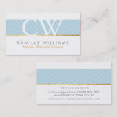 MONOGRAM LOGO fett Zickzack Muster Baby blau Visitenkarte (Vorne/Hinten)