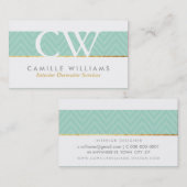 MONOGRAM LOGO fett Zickzack Muster Minze grün Visitenkarte (Vorne/Hinten)